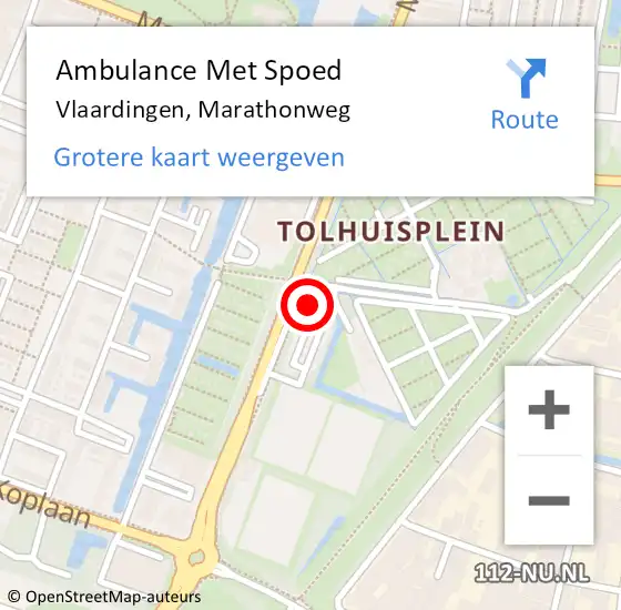 Locatie op kaart van de 112 melding: Ambulance Met Spoed Naar Vlaardingen, Marathonweg op 28 oktober 2023 16:19