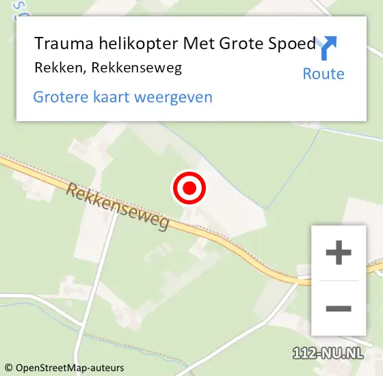 Locatie op kaart van de 112 melding: Trauma helikopter Met Grote Spoed Naar Rekken, Rekkenseweg op 28 oktober 2023 17:12