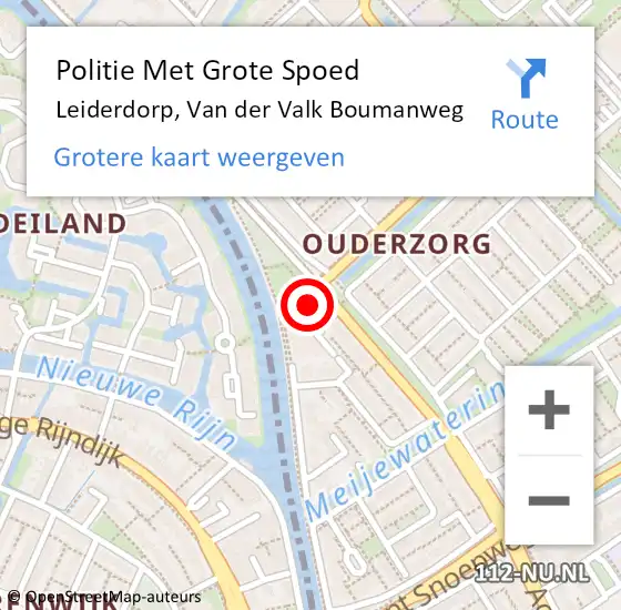 Locatie op kaart van de 112 melding: Politie Met Grote Spoed Naar Leiderdorp, Van der Valk Boumanweg op 28 oktober 2023 17:20