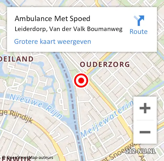 Locatie op kaart van de 112 melding: Ambulance Met Spoed Naar Leiderdorp, Van der Valk Boumanweg op 28 oktober 2023 17:23