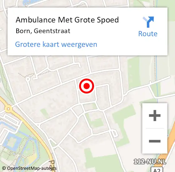 Locatie op kaart van de 112 melding: Ambulance Met Grote Spoed Naar Born, Geentstraat op 13 september 2014 05:28