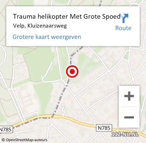 Locatie op kaart van de 112 melding: Trauma helikopter Met Grote Spoed Naar Velp, Kluizenaarsweg op 28 oktober 2023 18:37