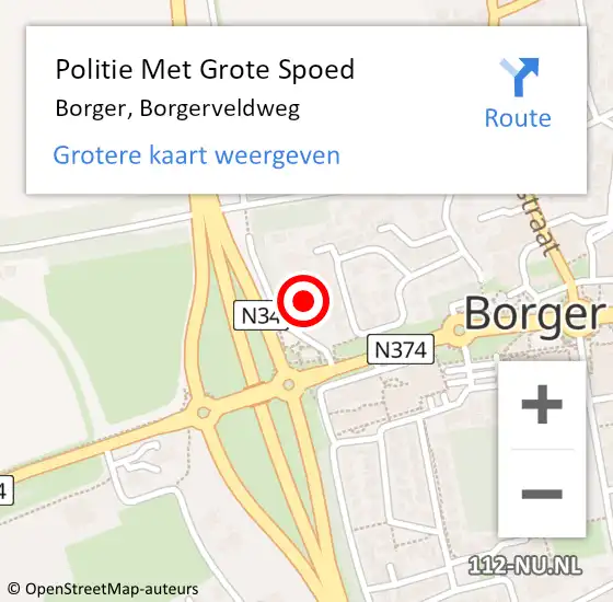 Locatie op kaart van de 112 melding: Politie Met Grote Spoed Naar Borger, Borgerveldweg op 28 oktober 2023 18:43