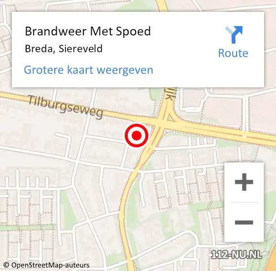Locatie op kaart van de 112 melding: Brandweer Met Spoed Naar Breda, Siereveld op 28 oktober 2023 18:54