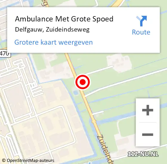 Locatie op kaart van de 112 melding: Ambulance Met Grote Spoed Naar Delfgauw, Zuideindseweg op 28 oktober 2023 19:30