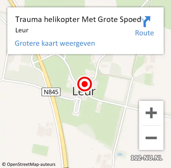 Locatie op kaart van de 112 melding: Trauma helikopter Met Grote Spoed Naar Leur op 28 oktober 2023 21:11