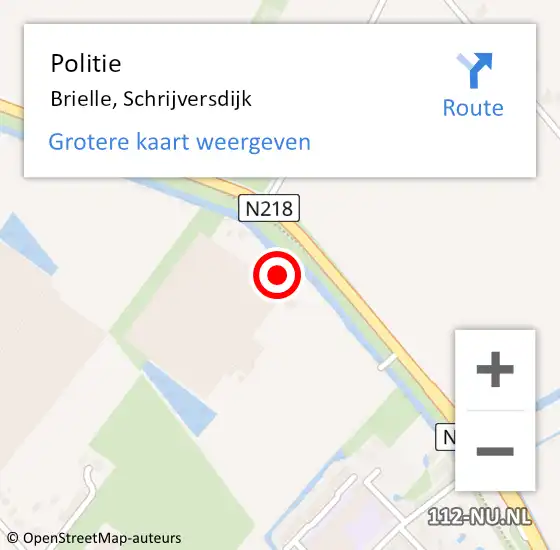 Locatie op kaart van de 112 melding: Politie Brielle, Schrijversdijk op 28 oktober 2023 21:25