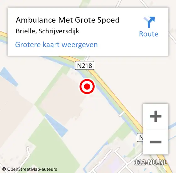 Locatie op kaart van de 112 melding: Ambulance Met Grote Spoed Naar Brielle, Schrijversdijk op 28 oktober 2023 21:45