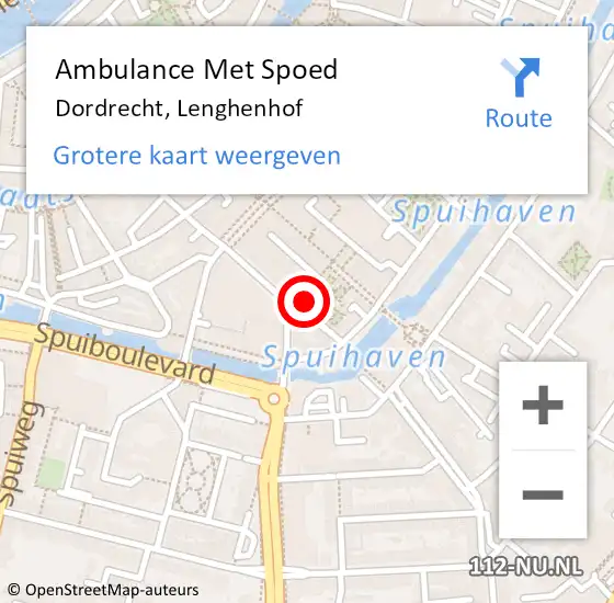 Locatie op kaart van de 112 melding: Ambulance Met Spoed Naar Dordrecht, Lenghenhof op 28 oktober 2023 22:13