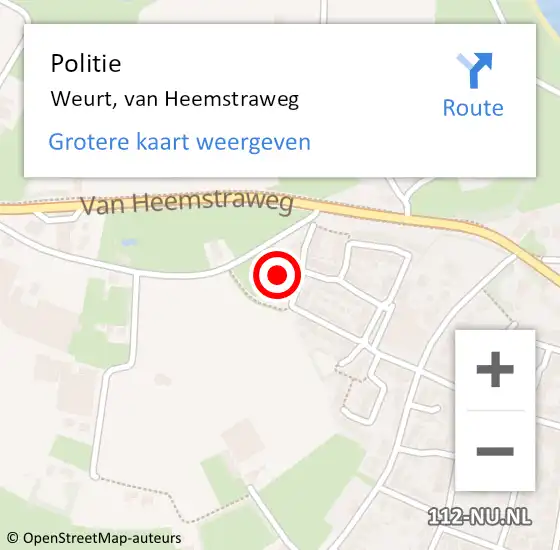Locatie op kaart van de 112 melding: Politie Weurt, van Heemstraweg op 28 oktober 2023 22:55