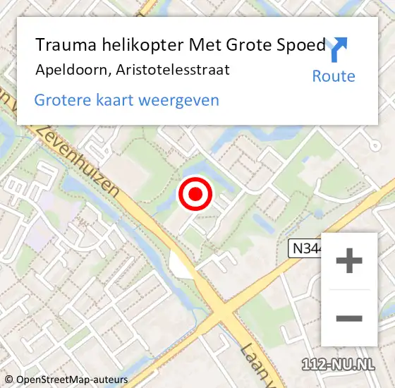 Locatie op kaart van de 112 melding: Trauma helikopter Met Grote Spoed Naar Apeldoorn, Aristotelesstraat op 28 oktober 2023 23:09