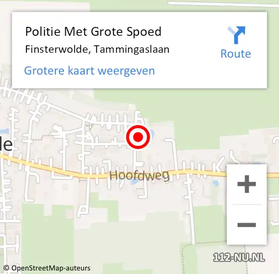 Locatie op kaart van de 112 melding: Politie Met Grote Spoed Naar Finsterwolde, Tammingaslaan op 29 oktober 2023 00:46