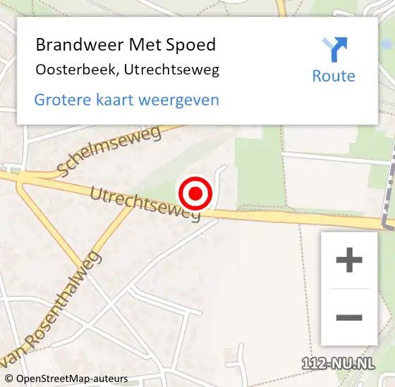 Locatie op kaart van de 112 melding: Brandweer Met Spoed Naar Oosterbeek, Utrechtseweg op 29 oktober 2023 01:23