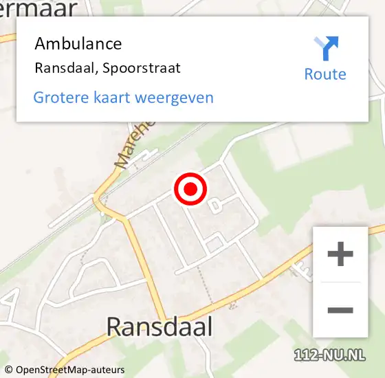 Locatie op kaart van de 112 melding: Ambulance Ransdaal, Spoorstraat op 13 september 2014 07:53