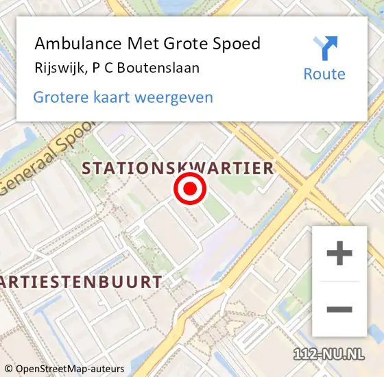 Locatie op kaart van de 112 melding: Ambulance Met Grote Spoed Naar Rijswijk, P C Boutenslaan op 13 september 2014 08:24