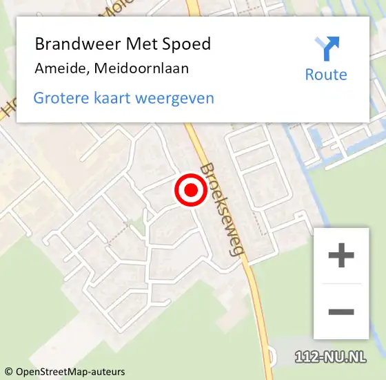 Locatie op kaart van de 112 melding: Brandweer Met Spoed Naar Ameide, Meidoornlaan op 29 oktober 2023 09:10