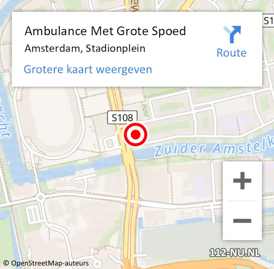 Locatie op kaart van de 112 melding: Ambulance Met Grote Spoed Naar Amsterdam, Stadionplein op 29 oktober 2023 11:41