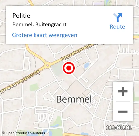 Locatie op kaart van de 112 melding: Politie Bemmel, Buitengracht op 29 oktober 2023 13:26