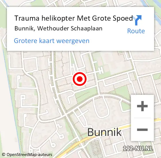 Locatie op kaart van de 112 melding: Trauma helikopter Met Grote Spoed Naar Bunnik, Wethouder Schaaplaan op 29 oktober 2023 14:42