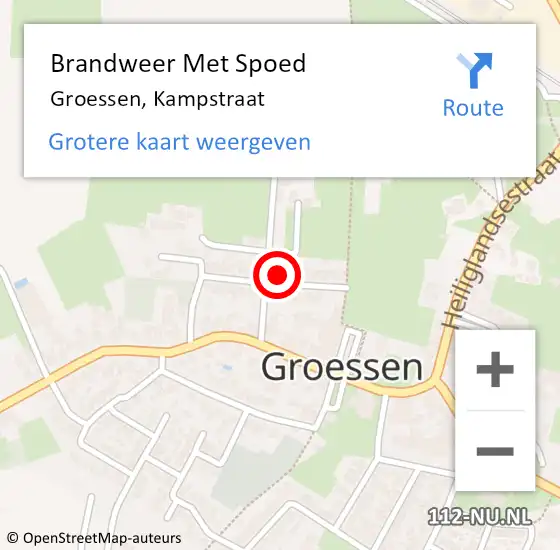 Locatie op kaart van de 112 melding: Brandweer Met Spoed Naar Groessen, Kampstraat op 29 oktober 2023 15:20