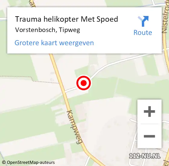 Locatie op kaart van de 112 melding: Trauma helikopter Met Spoed Naar Vorstenbosch, Tipweg op 29 oktober 2023 16:04