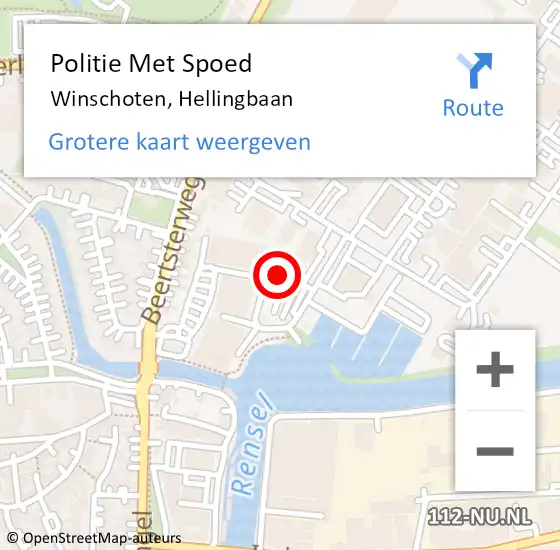 Locatie op kaart van de 112 melding: Politie Met Spoed Naar Winschoten, Hellingbaan op 29 oktober 2023 16:29