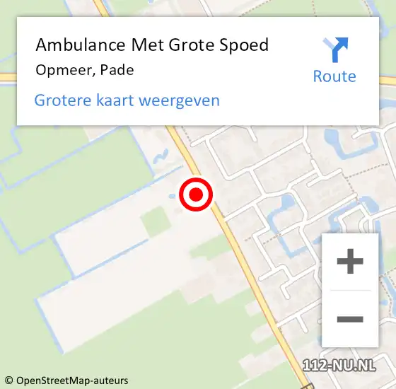 Locatie op kaart van de 112 melding: Ambulance Met Grote Spoed Naar Opmeer, Pade op 29 oktober 2023 16:36