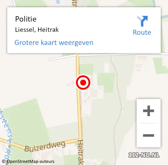 Locatie op kaart van de 112 melding: Politie Liessel, Heitrak op 29 oktober 2023 16:52