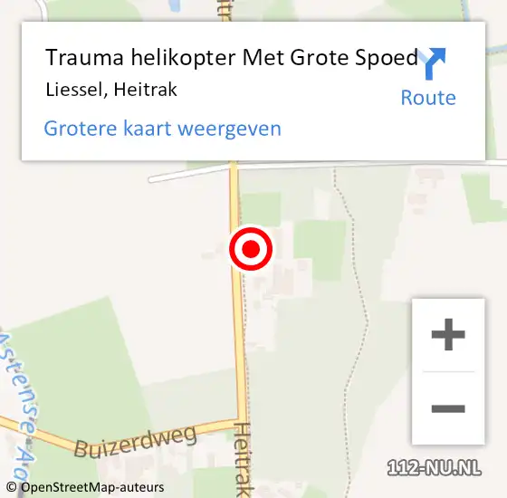 Locatie op kaart van de 112 melding: Trauma helikopter Met Grote Spoed Naar Liessel, Heitrak op 29 oktober 2023 17:02