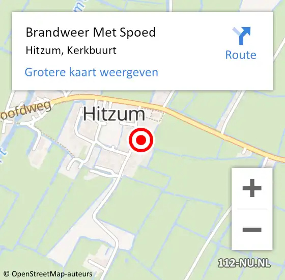 Locatie op kaart van de 112 melding: Brandweer Met Spoed Naar Hitzum, Kerkbuurt op 29 oktober 2023 17:14