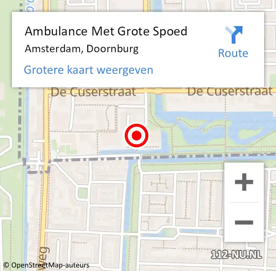 Locatie op kaart van de 112 melding: Ambulance Met Grote Spoed Naar Amsterdam, Doornburg op 29 oktober 2023 18:29