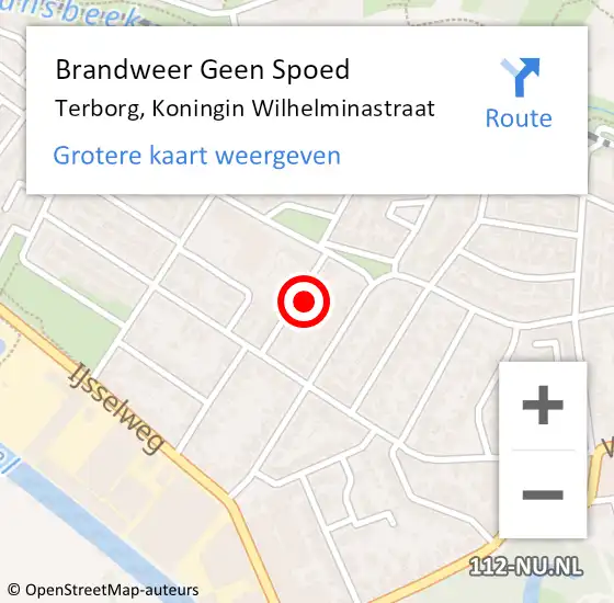 Locatie op kaart van de 112 melding: Brandweer Geen Spoed Naar Terborg, Koningin Wilhelminastraat op 29 oktober 2023 19:12