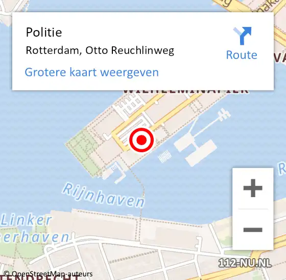 Locatie op kaart van de 112 melding: Politie Rotterdam, Otto Reuchlinweg op 29 oktober 2023 19:49