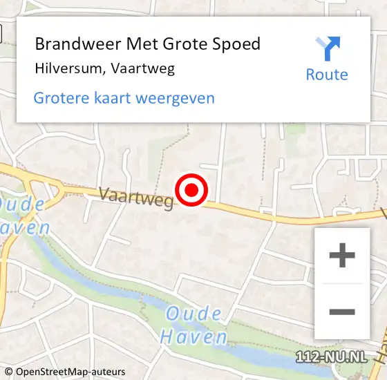 Locatie op kaart van de 112 melding: Brandweer Met Grote Spoed Naar Hilversum, Vaartweg op 29 oktober 2023 19:57