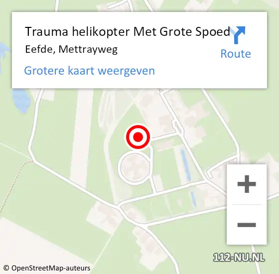 Locatie op kaart van de 112 melding: Trauma helikopter Met Grote Spoed Naar Eefde, Mettrayweg op 29 oktober 2023 21:55
