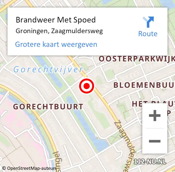 Locatie op kaart van de 112 melding: Brandweer Met Spoed Naar Groningen, Zaagmuldersweg op 29 oktober 2023 22:46