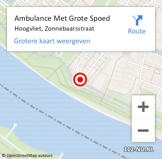 Locatie op kaart van de 112 melding: Ambulance Met Grote Spoed Naar Hoogvliet, Zonnebaarsstraat op 29 oktober 2023 22:46