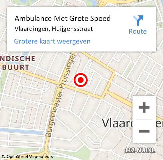 Locatie op kaart van de 112 melding: Ambulance Met Grote Spoed Naar Vlaardingen, Huijgensstraat op 29 oktober 2023 23:33
