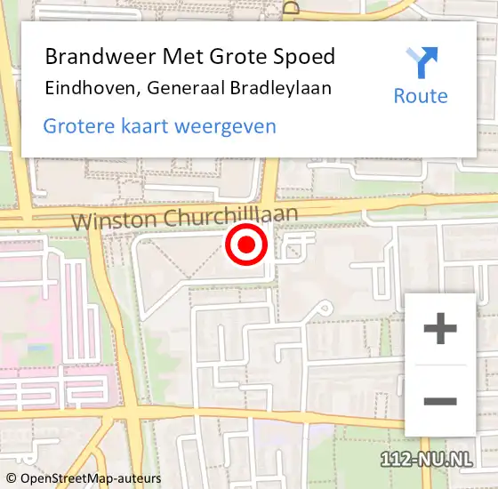 Locatie op kaart van de 112 melding: Brandweer Met Grote Spoed Naar Eindhoven, Generaal Bradleylaan op 30 oktober 2023 00:19