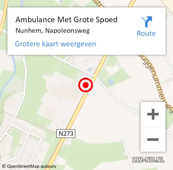 Locatie op kaart van de 112 melding: Ambulance Met Grote Spoed Naar Nunhem, Napoleonsweg op 30 oktober 2023 01:20