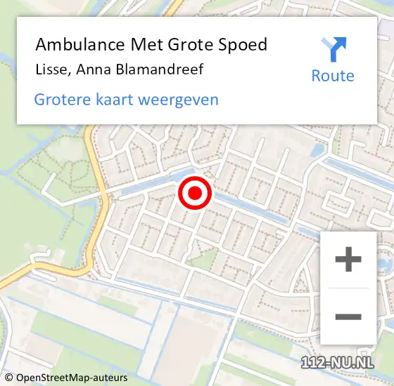 Locatie op kaart van de 112 melding: Ambulance Met Grote Spoed Naar Lisse, Anna Blamandreef op 30 oktober 2023 01:35