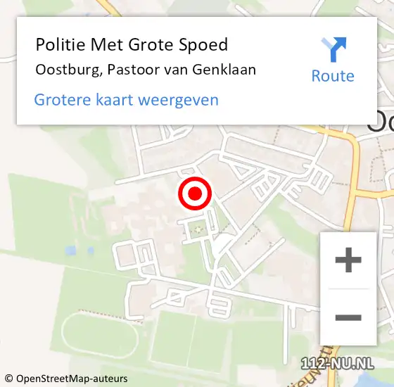 Locatie op kaart van de 112 melding: Politie Met Grote Spoed Naar Oostburg, Pastoor van Genklaan op 30 oktober 2023 08:15