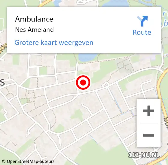 Locatie op kaart van de 112 melding: Ambulance Nes Ameland op 30 oktober 2023 08:56