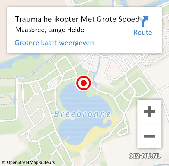 Locatie op kaart van de 112 melding: Trauma helikopter Met Grote Spoed Naar Maasbree, Lange Heide op 30 oktober 2023 09:29