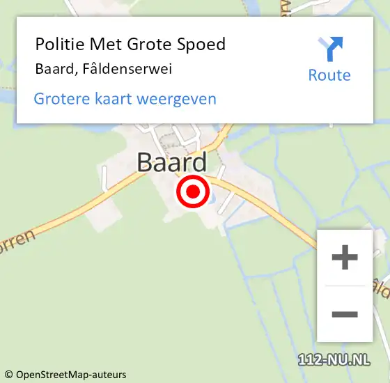 Locatie op kaart van de 112 melding: Politie Met Grote Spoed Naar Baard, Fâldenserwei op 30 oktober 2023 09:36