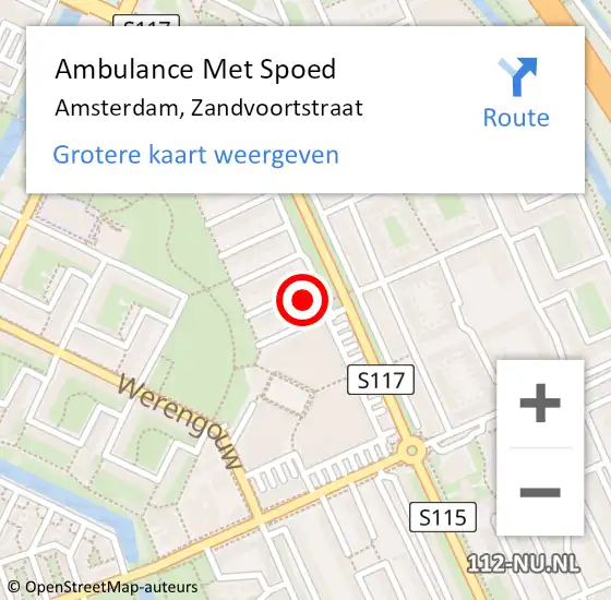 Locatie op kaart van de 112 melding: Ambulance Met Spoed Naar Amsterdam, Zandvoortstraat op 30 oktober 2023 10:20