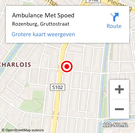Locatie op kaart van de 112 melding: Ambulance Met Spoed Naar Rozenburg, Gruttostraat op 30 oktober 2023 11:34