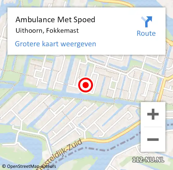Locatie op kaart van de 112 melding: Ambulance Met Spoed Naar Uithoorn, Fokkemast op 30 oktober 2023 11:53