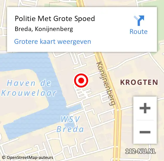 Locatie op kaart van de 112 melding: Politie Met Grote Spoed Naar Breda, Konijnenberg op 30 oktober 2023 12:17