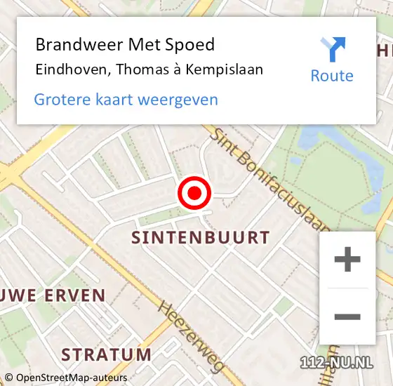 Locatie op kaart van de 112 melding: Brandweer Met Spoed Naar Eindhoven, Thomas à Kempislaan op 30 oktober 2023 12:43